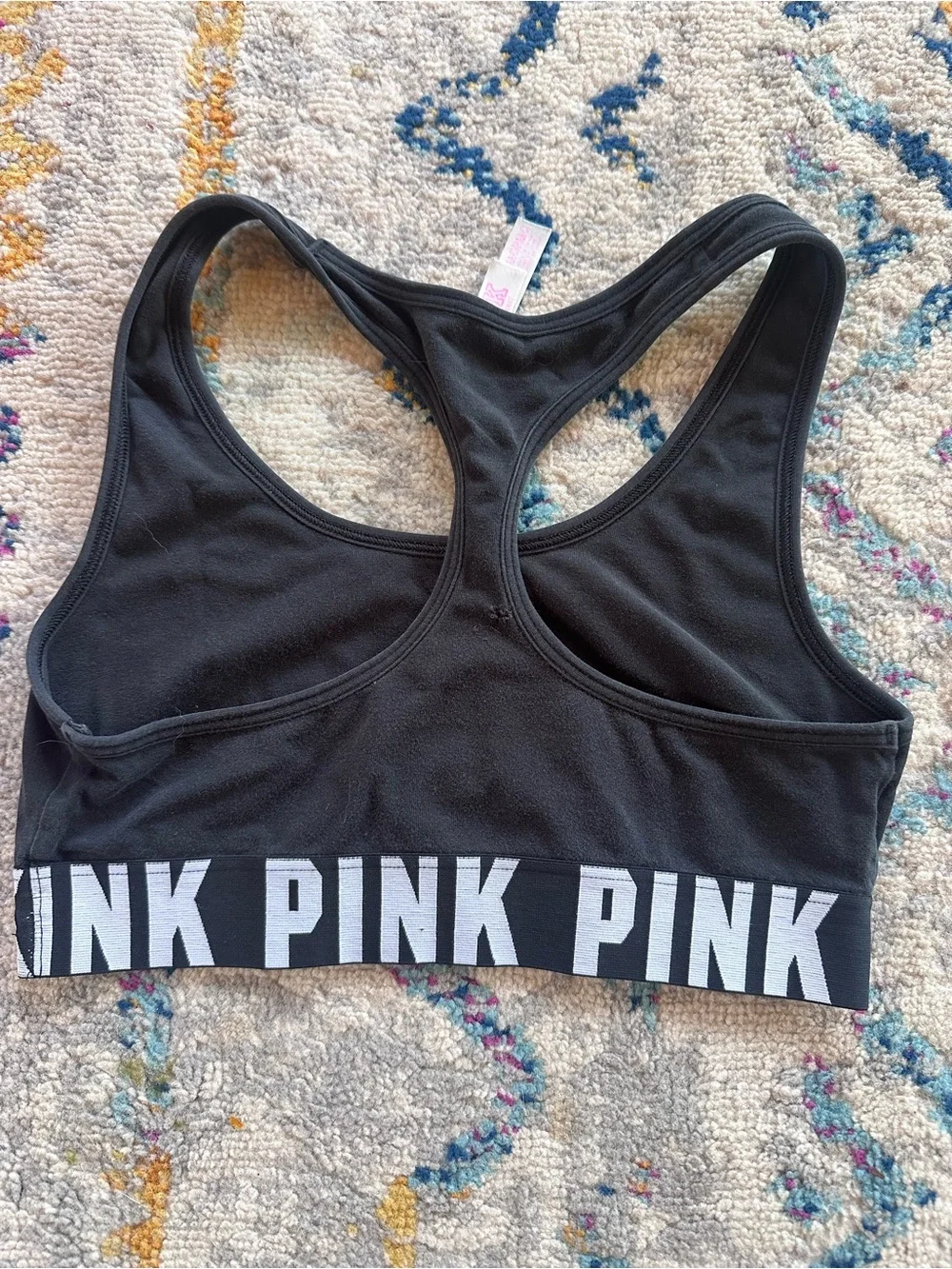 Victoria's Secret Black Racerback Sports Bra with Pink Logo Tag - Picture 3 of 3